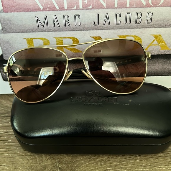 Coach Gold Aviator Sunglasses - Picture 1 of 4